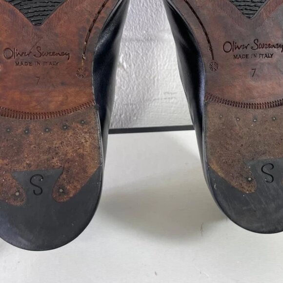 Oliver Sweeney Black Leather Oxford Dress Shoes Men\'s Size 7 US Made In Italy
